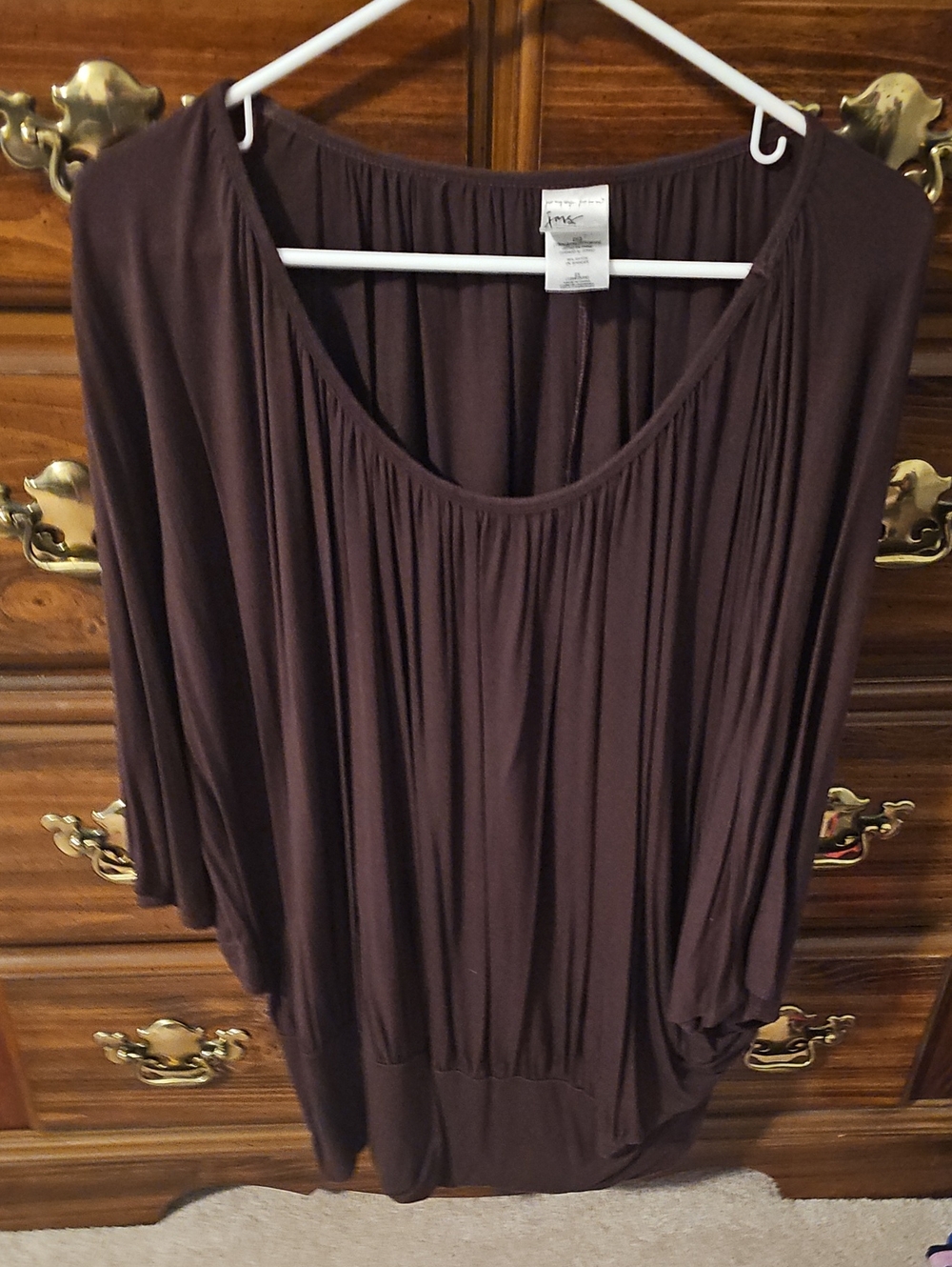Just My Size Brown Dolman Scoop Neck Top